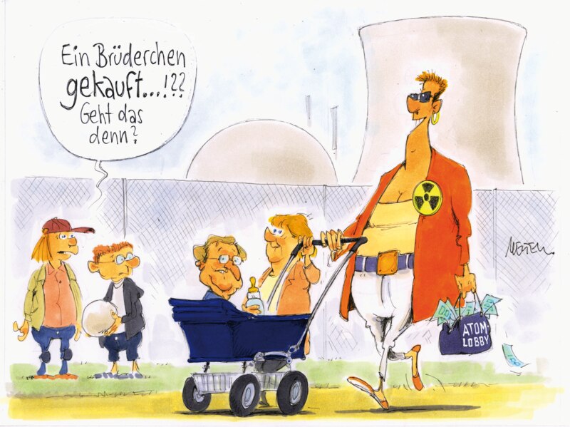 Karikatur Brüderle Kinderwagen 