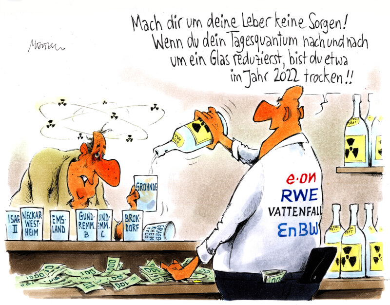 Karikatur Bar Alkohol Atomkraft