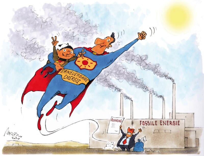 Karikatur EE Energieheld 