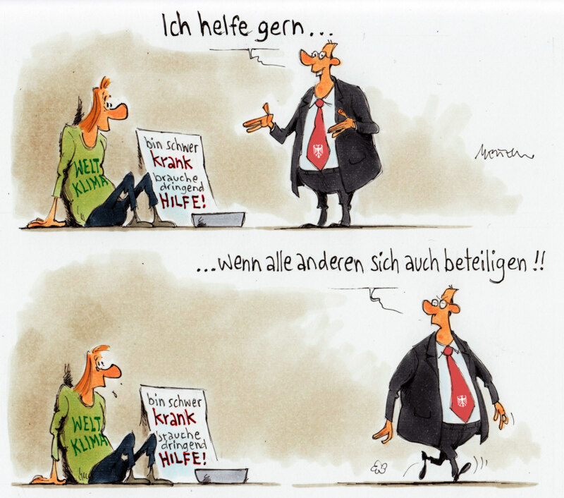 Karikatur Hilfe Weltklima