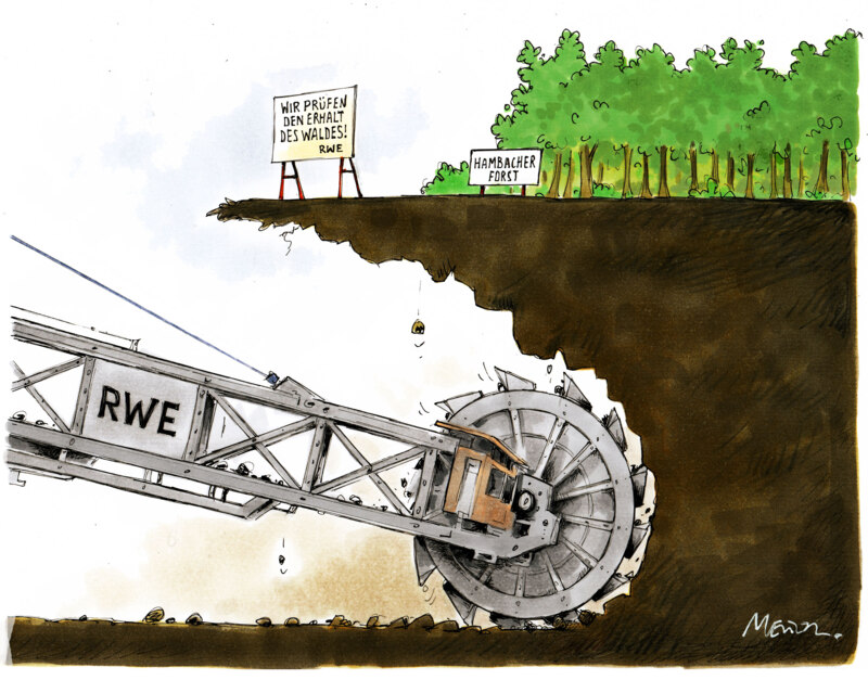 Karikatur Hambi bleibt RWE 