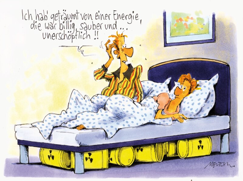 Karikatur Traum Energie Atom 