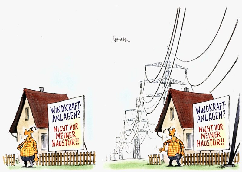 Karikatur Stromtrassen